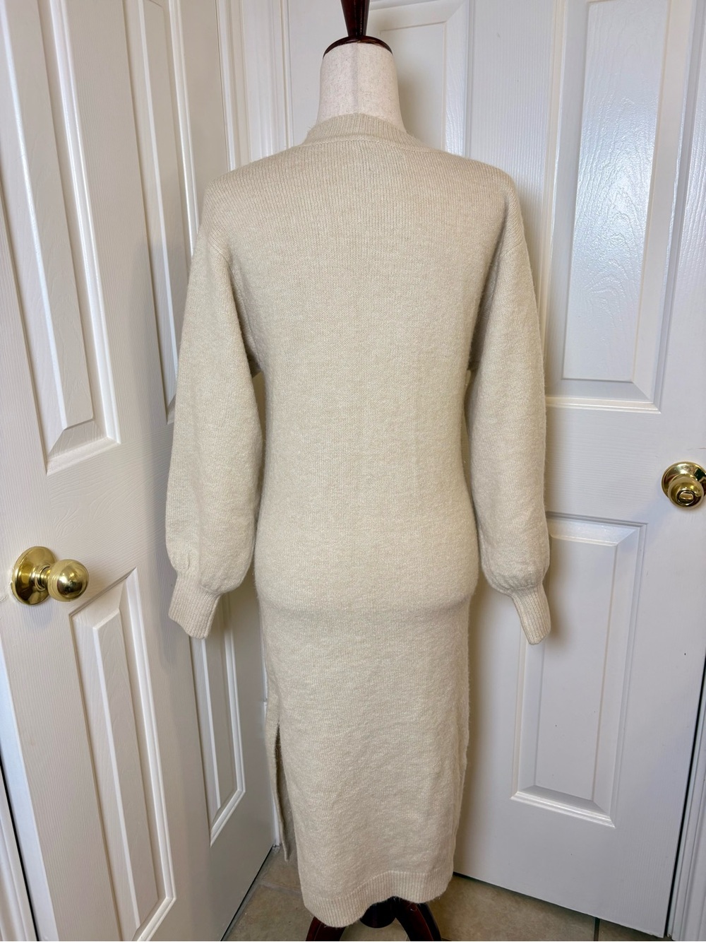 ASOS Design Cream White Midi Knit Sweater Dress Cozy Minimalist Size 2 - Picture 3 of 8